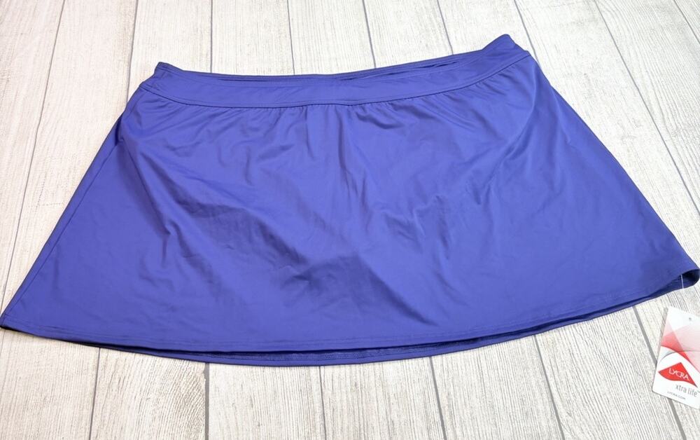 Lands End Women's Swimsuit Skirt Tummy Control Lycra Navy Blue Size 22W